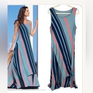 Soft surroundings Lina striped sleeveless wrap asymmetrical Maxi Dress